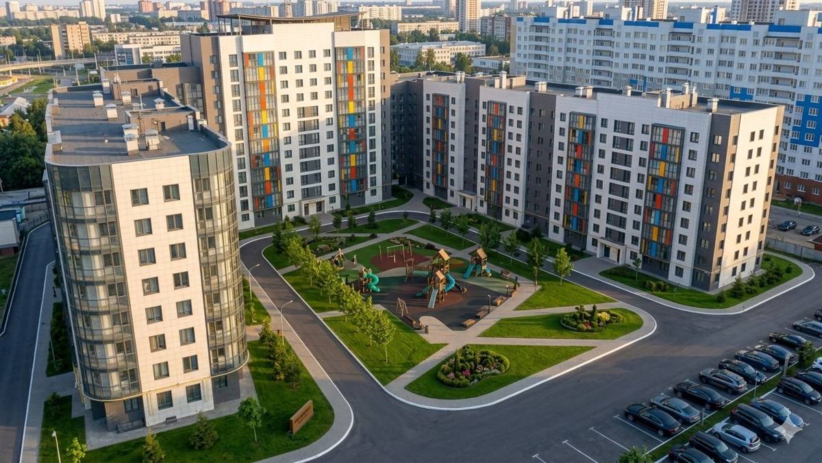 ЖК «Крылья» — вид сверху на комплекс и двор